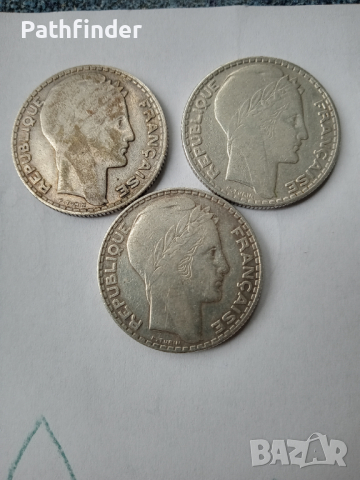 лот сребърни 10 франка 1932 , 1933, 1934 Франция, снимка 4 - Нумизматика и бонистика - 44759783