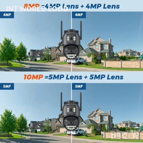 5K 10MP HD IP WiFi PTZ Kамера Двоен обектив с двоен екран AI автоматично проследяване P2P O-KAM APP, снимка 5 - IP камери - 52063369