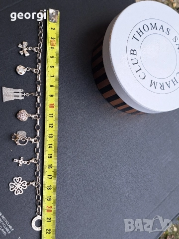 сребърна гривна Thomas sabo Charm club със 7 талисманчета , снимка 17 - Гривни - 52591364