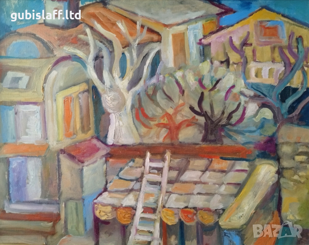 Картина, пейзаж, худ. Мария Кънчева, 1990-те год., снимка 2 - Картини - 44534915