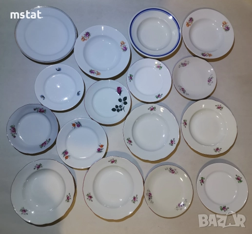 16 стари български порцеланови чинии