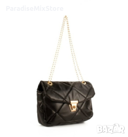 Дамска ватирана мека чанта в стилен дизайн и дръжка тип синджир Размери на чантата: Ширина 20 см, Дъ