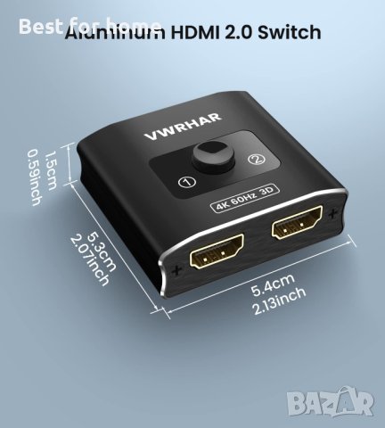 HDMI превключвател сплитер 4K@60hz, снимка 7 - Мрежови адаптери - 40774577