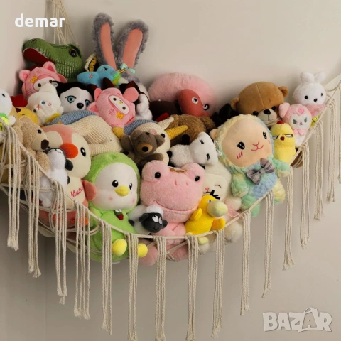 Хамак за играчки с ъглов профил, ръчно плетен голям, бял, снимка 6 - Други - 53657033