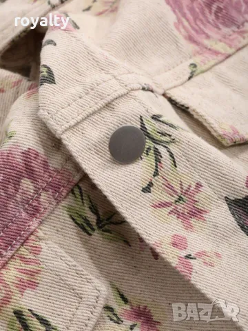 Яке от дънков плат с флорална шарка и копчета 🍋, снимка 4 - Якета - 49206062