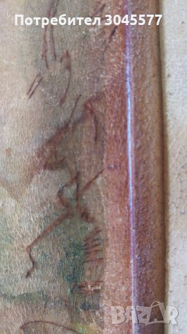 Картина рисувана върху кожата, 1970-1980, снимка 6 - Антикварни и старинни предмети - 34081545