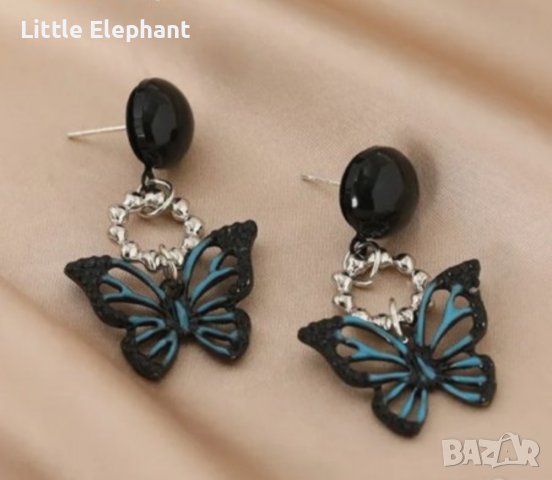 Temperament,Сребърни висящи обеци пеперуди,колекция "Engagement",black/нови