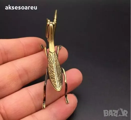 Декоративна антична колекционерска медна статуя на богомолка масивна ръчна изработка антични колекци, снимка 10 - Декорация за дома - 47376158