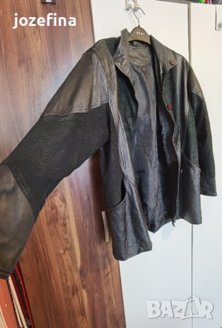 Черно сако от естествена кожа, снимка 10 - Палта, манта - 41124722