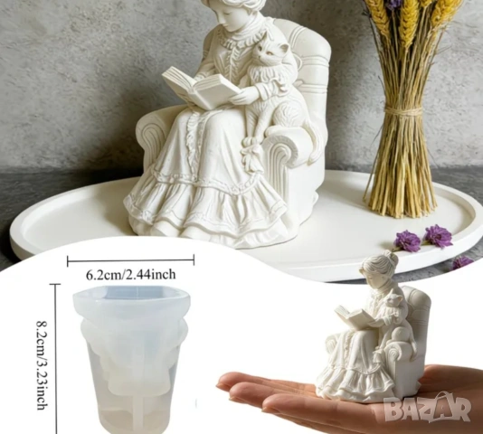 Молд жена с котка, снимка 5 - Форми - 53857338