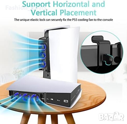 Нов Охлаждащ вентилатор за PS5 Плейстейшън 3 USB порта LED светлина Геймъри, снимка 7 - Аксесоари - 41848630