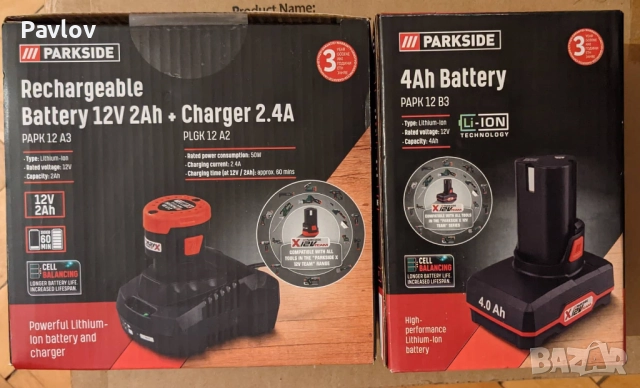 Винтоверт 12V Parkside; бат, зарядно 12V; Мини отвертка 3.6V 200-об/мин, снимка 3 - Винтоверти - 52188271