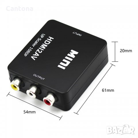 AV RCA към HDMI адаптер, AV към HDMI конвертор, 1080P, аудио, видео конвертор, поддържа PAL/NTSC , снимка 2 - Кабели и адаптери - 35984597