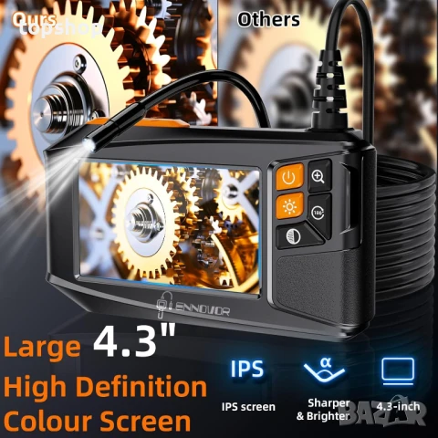 Ендоскопска камера със светлина, бороскоп Ennovor 1920 HD с 4.3" LCD екран, водоустойчива IP67 10м , снимка 2 - Друга електроника - 50694313
