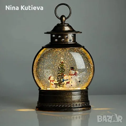 Коледен снежен глобус, снимка 3 - Настолни лампи - 56340162