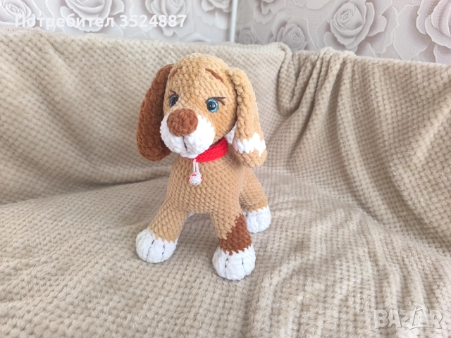 Коледно кученце плетена плюшена играчка, амигурум, ръчна изработка