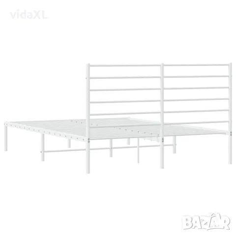 vidaXL Метална рамка за легло с горна табла, бяла, 120x190 см, снимка 8 - Спални и легла - 56147201