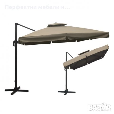 Чадър странично отваряне тип лале/камбана,с кръстачка за плачки, снимка 2 - Градински мебели, декорация  - 40214975