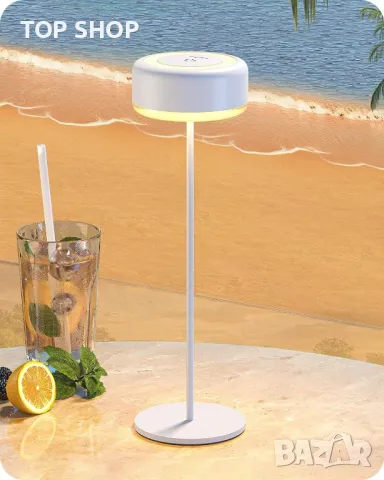 EDISHINE Настолна лампа LED акумулаторна сензорна 2 цветни режима външна преносима - бяла, черна, снимка 6 - Настолни лампи - 49340624