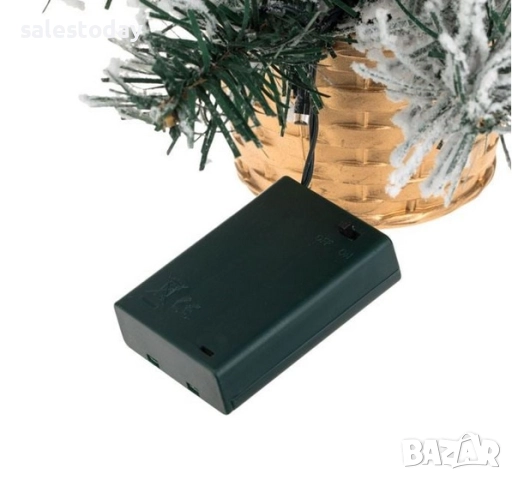 Елха с панделки и сняг, Декоративна снежна елхичка с 20 LED лапички, 50см, снимка 3 - Декорация за дома - 52373525