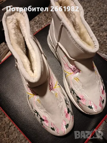 Топли боти с бродерия, снимка 2 - Дамски боти - 50170993