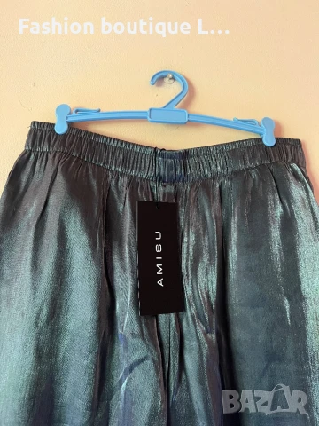 Нов есенен тъмно сребрист панталон с ластик в кръста и странични джобове 36 размер на марката Amisu , снимка 3 - Панталони - 51376823