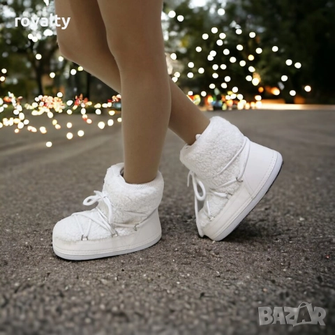 Апрески на платформа - бяла кожа, снимка 3 - Дамски апрески - 51942541