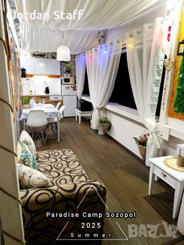ШОК ЦЕНА ЮНИ 27.50лв Бунгало за нощувки в Созопол - Paradise Camp Sozopol ,плаж *Градина* с КЛИМАТИК, снимка 13 - Каравани под наем - 41369695