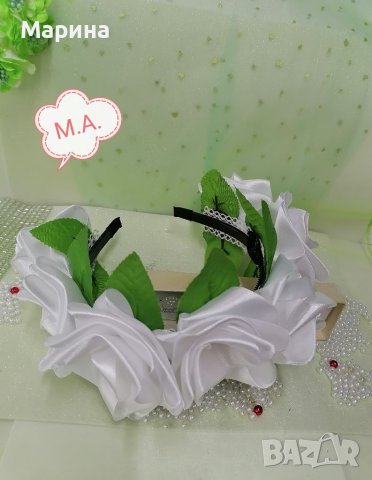 Диадема " 7 бели рози ", снимка 2 - Аксесоари за коса - 41589034