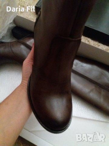 Ботуши в тъмнокафяв цвят с кроко ефект , снимка 4 - Дамски ботуши - 35697432