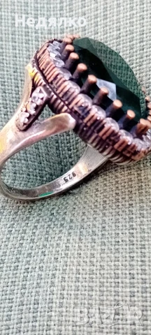 Стар сребърен руски пръстен,зелен камък,дамски, снимка 6 - Антикварни и старинни предмети - 51343485