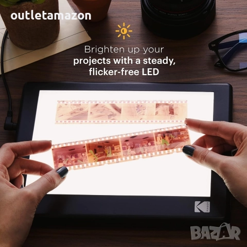 LED светлинна кутия KODAK 5”x4” за негативи, диапозитиви и филми 