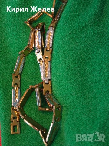 КРАСИВ МОДЕН СТОМАНЕН АРТ ЛАНЕЦ с ЖЪЛТА и БЯЛА ПОЗЛАТА 28013, снимка 3 - Колиета, медальони, синджири - 37065256