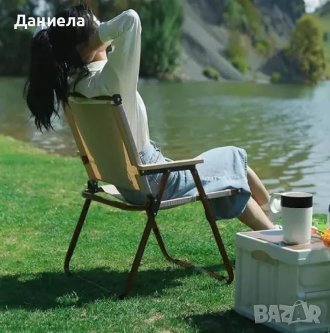 Сгъваем къмпинг стол с дървени подлакътници NS 3918/NS 3919, снимка 5 - Градински мебели, декорация  - 49892210