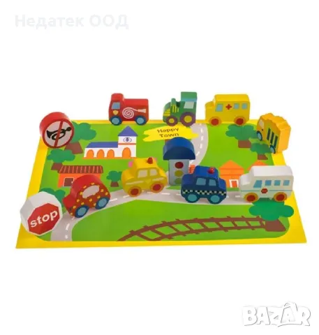 Дървена играчка с автомобили, 22x29cm, снимка 4 - Образователни игри - 49445323