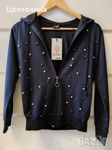 Дамски комплект в тъмносиньо с перли размер S цена 33 лв., снимка 3 - Комплекти - 42672540