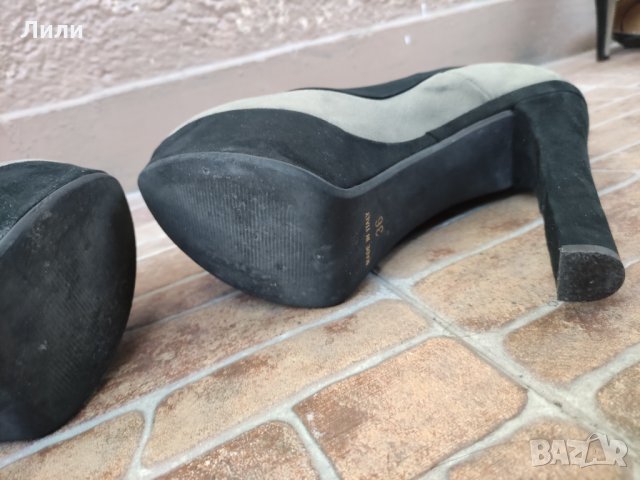 Стилни дамски велурени обувки с токчета, снимка 2 - Дамски обувки на ток - 34590386