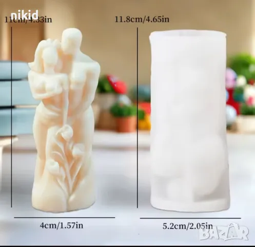 3D Мъж жена двойка и цветя силиконов молд форма за смола свещ гипс шоколад декор 