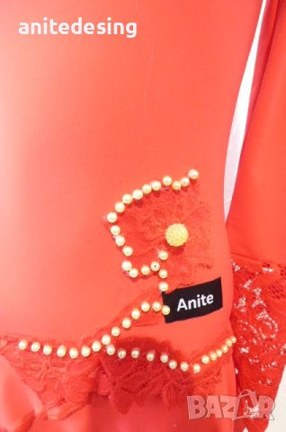 Червена детска рокля за спортни танци с дантела, снимка 2 - Детски рокли и поли - 51296309