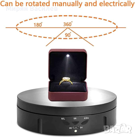 360 градусова електрическа въртяща се поставка за продуктова фотография, снимка 2 - Чанти, стативи, аксесоари - 44748033