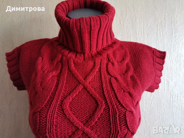 Червена рокля плетиво , снимка 2 - Рокли - 53036574
