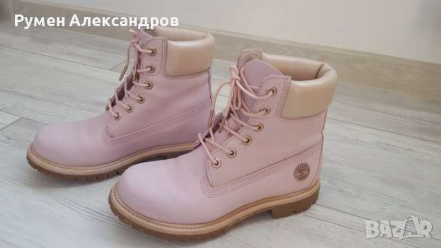 Дамски кожени розови боти Timberland размер 38, снимка 4 - Дамски боти - 52632716