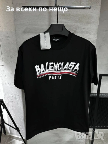Balenciaga Мъжка Черна Тениска👕Мъжка Блуза С Къс Ръкав В Черен Цвят Код MensPoint66