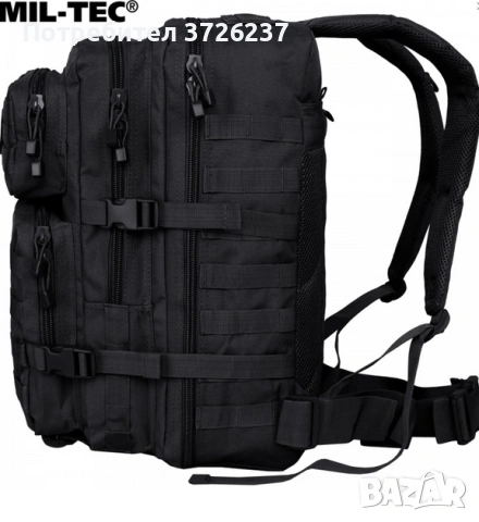Тактически раница MIL-TEC Small Assault Pack – 20 л, черна, снимка 2 - Други спортове - 53102344