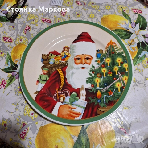 Големи Коледни керамични чинии, снимка 2 - Чинии - 52583113