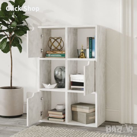 Етажерка за книги, бетонно сива, 60x27,5x88 см, ПДЧ, снимка 1