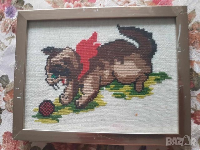 Комплект 3 гоблена с котки* Обща цена 50 лева, снимка 4 - Гоблени - 51046892