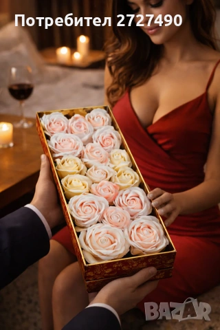 Луксозна подаръчна кутия с 21 сапунени рози, снимка 2 - Изкуствени цветя - 53328925
