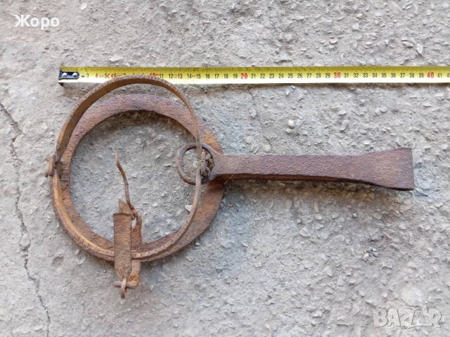 старинен голям кован капан, снимка 2 - Антикварни и старинни предмети - 52432446