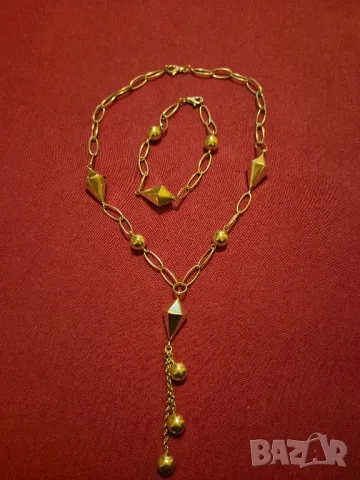 сребърен комплект колие и гривна